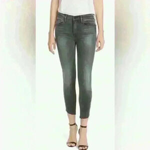 Frame Le Skinny de Jeanne Raw Hem Ankle Women Jeans in Black Grey Kinder Size 27